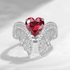 Heart Shaped Lab Ruby Vintage Bridal Set 2pcs - Bat Ring