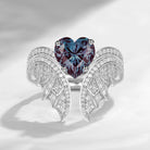 Heart Shaped Lab Alexandrite Vintage Bridal Set 2pcs - Bat Ring