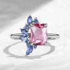 Cluster Emerald Cut Natural Spinel & Natural Sapphire Accents Engagement Ring