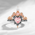 'Cupid's Arrow' - Gothic Heart Cut IGI Certified Lab Pink Diamond Heart Sword Ring Alternative Bridal Set