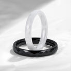 Full Eternity Black And White Ceramic Wedding Band For Men and Women