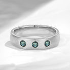 Round Natural Teal Sapphire Wedding Band Anniversary Rings For Men