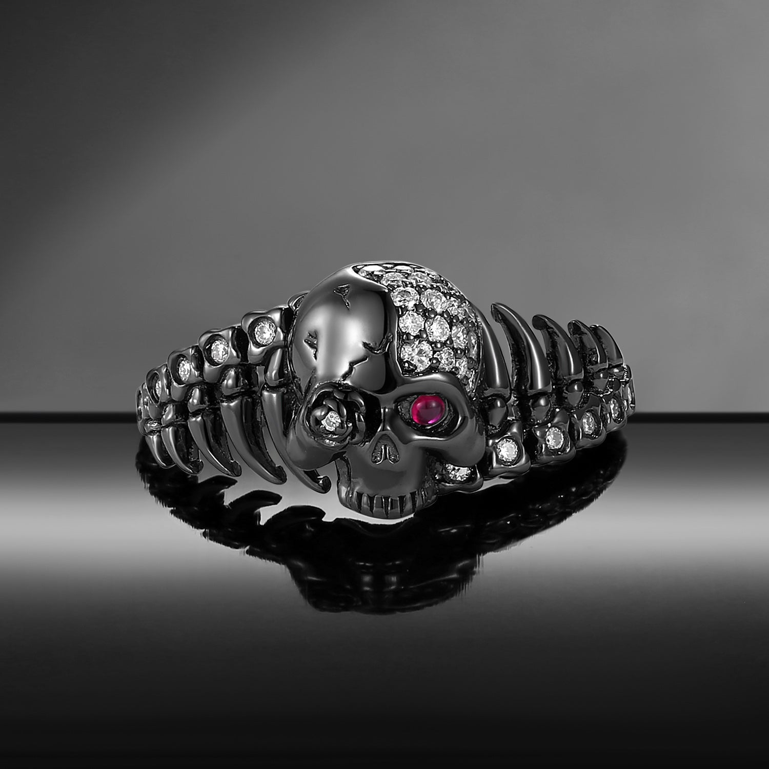 Gothic Inspired Skull & Skeleton Moissanite Engagement Ring