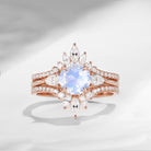 Bette‘s Eyes| Moonstone Cluster Bridal Ring Set 3pcs