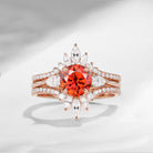 Bette‘s Eyes| Sunstone Cluster Bridal Ring Set 3pcs