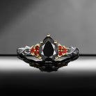 Nature Inspired Pear Shaped Black Moissanite 'Thorns & Roses'  Two-Tone Engagement Ring