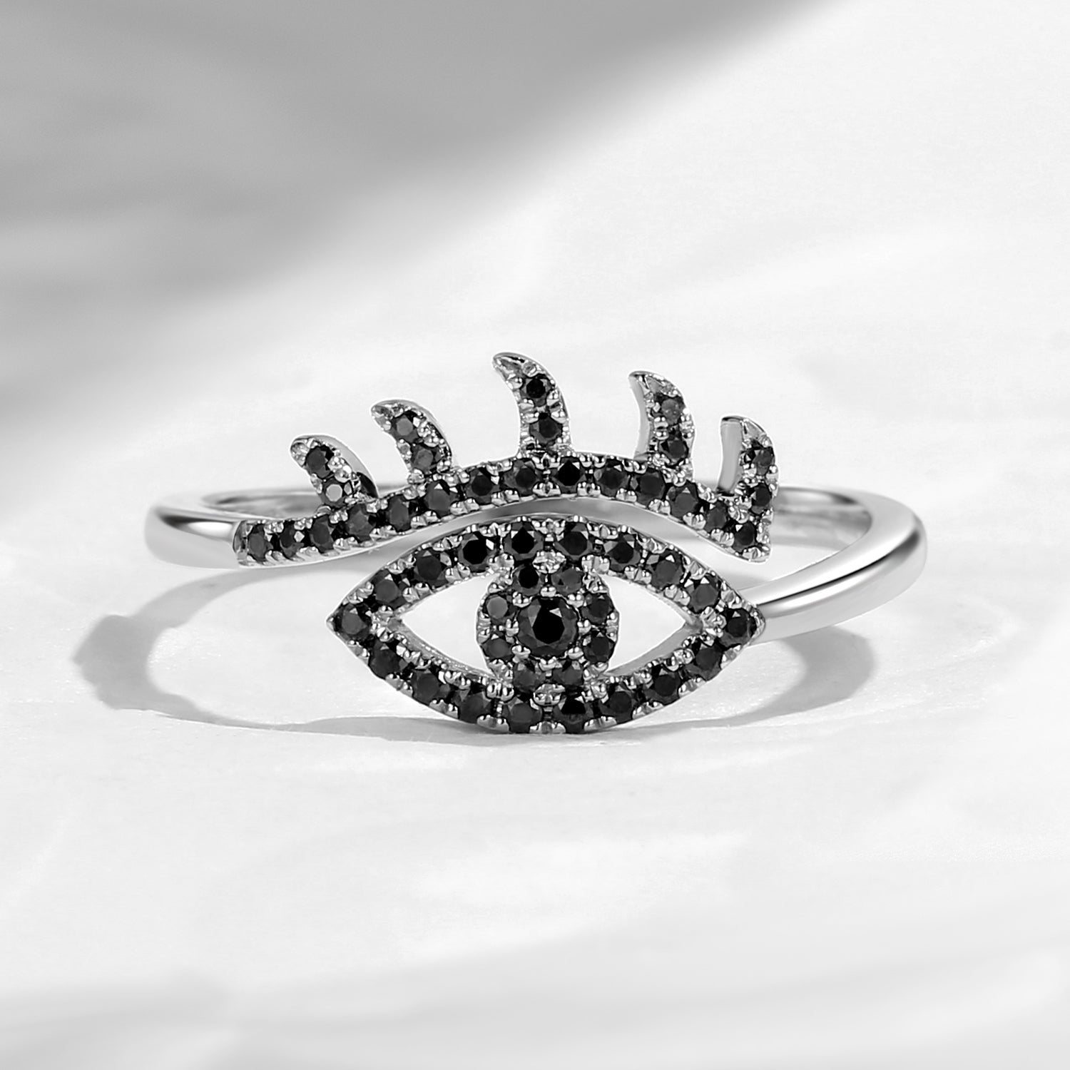Unique Black Moissanite Eye Inspired Engagement Ring
