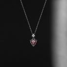 Unique Gothic Style Shield Cut Garnet 'Fallen Aegis' Filigree Necklace