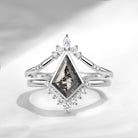 Kite Natural Salt And Pepper Diamond Engagement Ring Set 2pcs