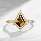 Classic Kite Cut Natural Smokey Quartz Halo Engagement Ring