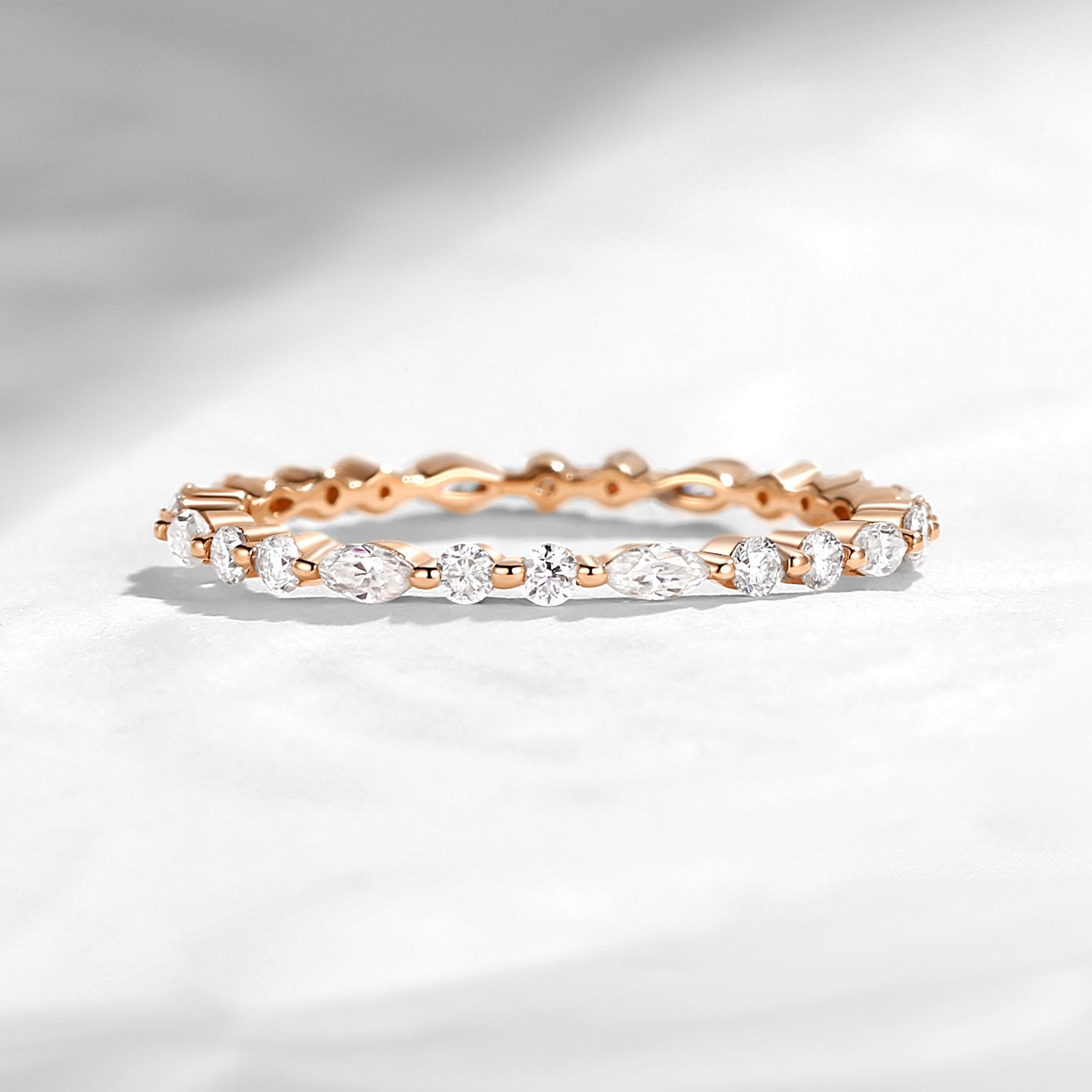 Marquise Moissanite Eternity Wedding Band