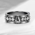 King's Scepter - Unique Coffin Cut Herkimer Diamond Wedding Band