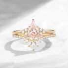 Kite Cut Pink Lab Diamond Engagement Ring Set 2pcs - Electra
