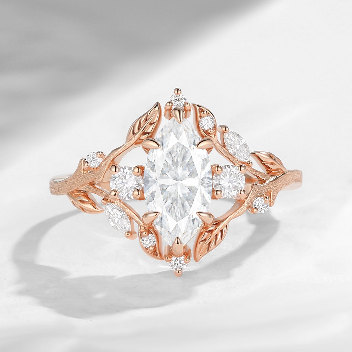 Nature Inspired Marquise Moissanite Garden Engagement Ring 1pc