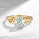 Nature Inspired Pear Cut Green Lab Diamond Leaf Engagement Ring