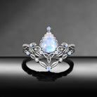 Celtic Calendar - 4.15-5.12 - Nature Inspired Pear Natual Moonstone Celtic Bridal Set with Willow Flow-Inspired Band