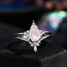 Unique Coffin Pink Lab Diamond Engagement Star Ring Set 2pcs - Coffin Kite