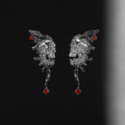 Unique Gothic Skull Butterfly Inspired Garnet Halloween Stud Earrings

⟢ Material: Silver/Solid 10k/14k/18k rose gold, yellow gold, white gold or black gold
⟢ Stones: Garnet
