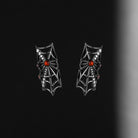 Unique Gothic Spider Web Garnet Earrings Halloween Jewelry Gift