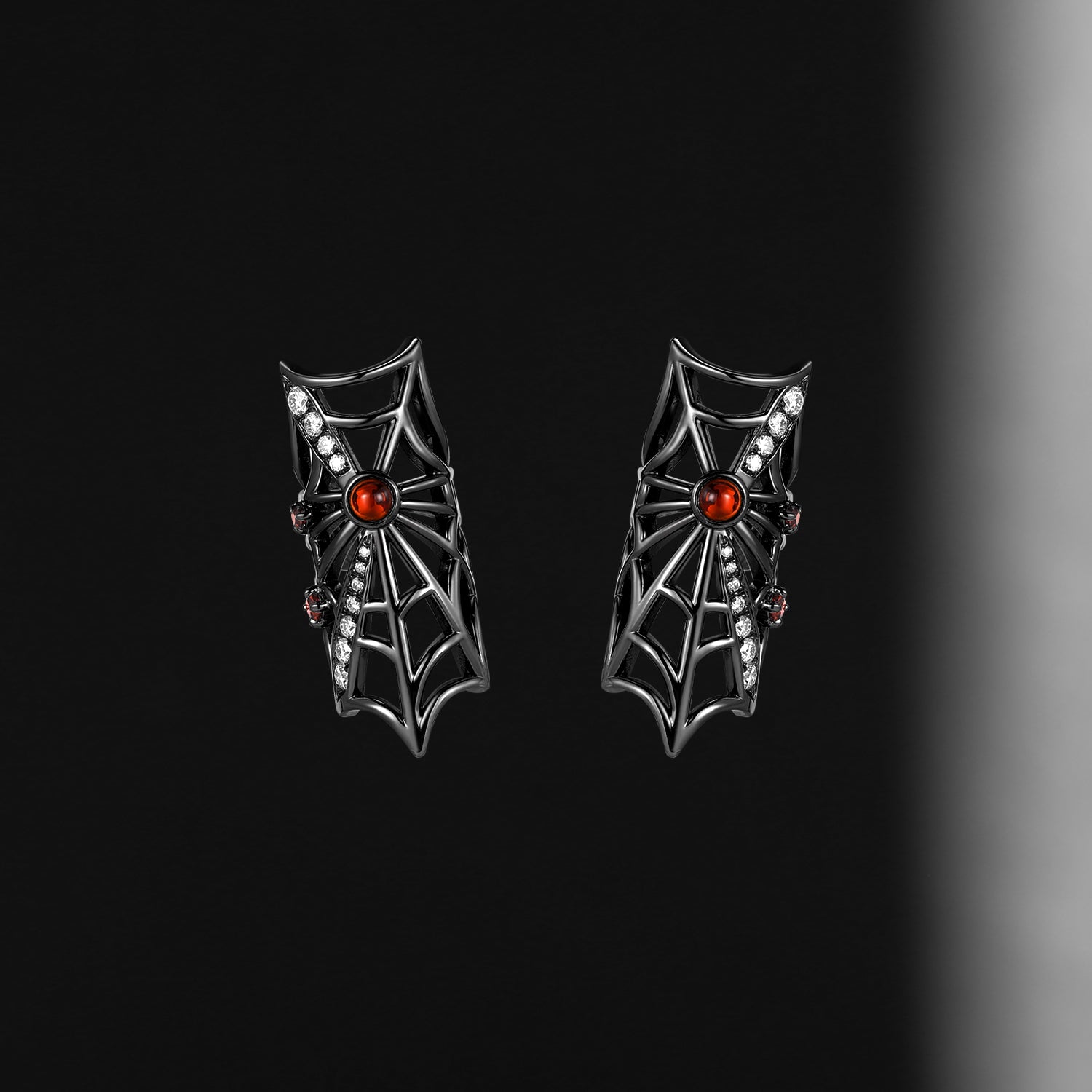 Unique Gothic Spider Web Garnet Earrings Halloween Jewelry Gift