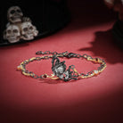 Unique Gothic Style Buttterfly Skull & Skeleton Two-Toned Bracelet Halloween Jewelry