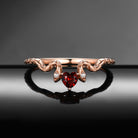 Unique Gothic Style Heart Shaped Garnet 'Serpent's Embrace' Wedding Band