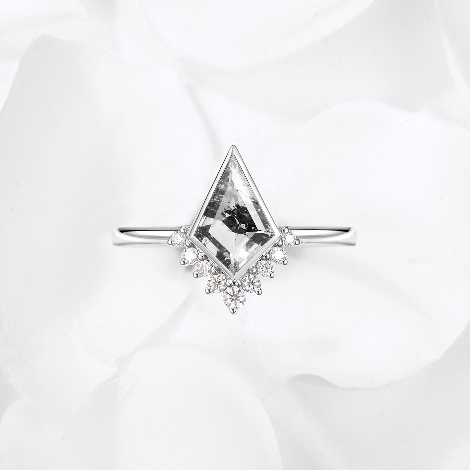 Unique Kite Cut Herkimer Diamond Engagement Ring - Fly To Love