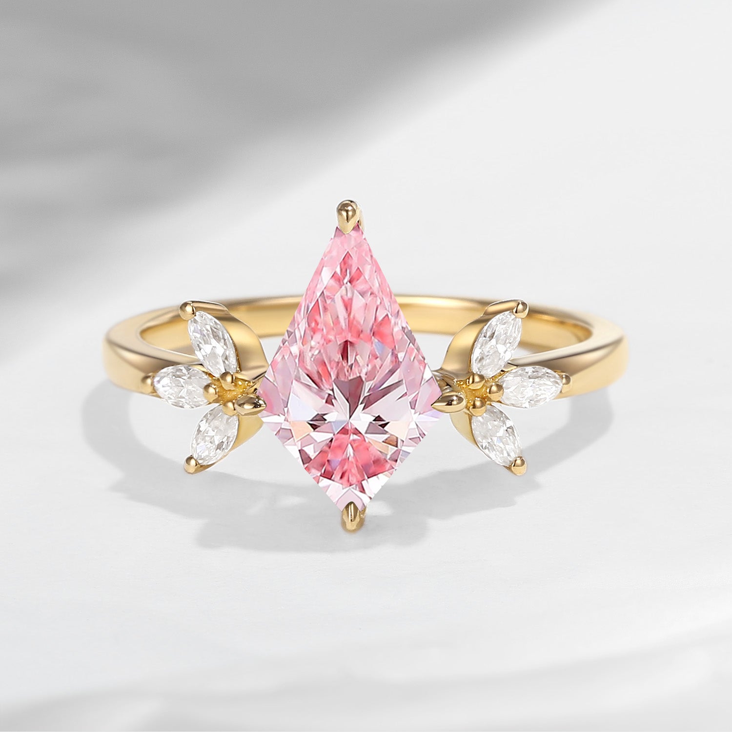 Unique Kite Shaped Pink Lab Diamond Butterfly Engagement Ring