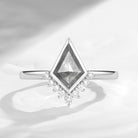 Unique Kite Shaped Salt And Pepper Diamond Engagement Ring - Fly To Love