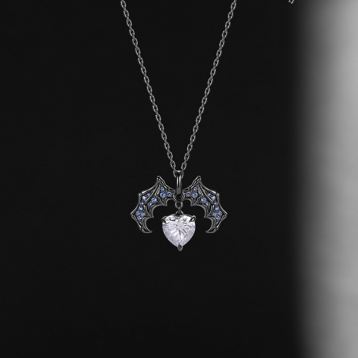 Unique Moissanite Heart Cut Gothic Style Necklace Halloween Jewelry