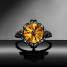 Unique Pumpkin Shaped Citrine Halloween Gothic Engagement Ring - The Wicked Pumpkin