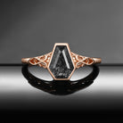Vintage Inspired Coffin Cut Black Rutilated Quartz 'Thorns & Roses' Engagement Ring