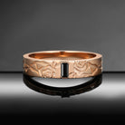 Vintage Inspired Rectangular Cut Black Moissanite 'Thorns & Roses' Filigree Wedding Band - Everlasting Love