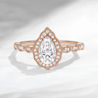 Pear Cut Lab Diamond Halo Engagement Ring