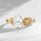 'Toi et Moi' - IGI Certified Pear Lab Diamond Romantic Rose Flower Engagement Ring with Twisted Vine Band