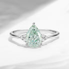 Pear Cut Classic Cluster Green Lab Diamond Engagement Ring