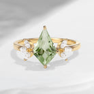 Unique Kite Shaped Green Amethyst Butterfly Engagement Ring