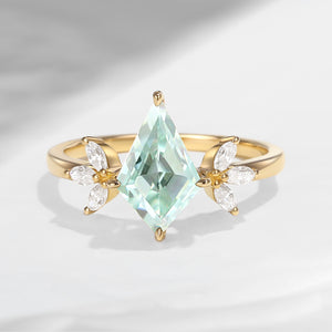 Unique Kite Shaped Mint Moissanite Butterfly Engagement Ring