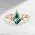 Unique Kite Shaped Green Moissanite Butterfly Engagement Ring