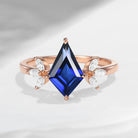 Unique Kite Shaped Lab Sapphire Butterfly Engagement Ring