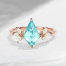 Kite Shaped Lab Paraiba & Opal Butterfly Cluster Engagement Ring