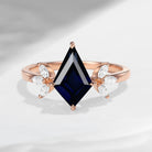 Unique Kite Shaped Natural Black Sapphire Butterfly Engagement Ring