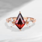 Art Deco Kite Shaped Garnet Butterfly Cluster Engagement Ring