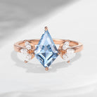 Kite Shaped Aquamarine Butterfly Cluster Engagement Ring