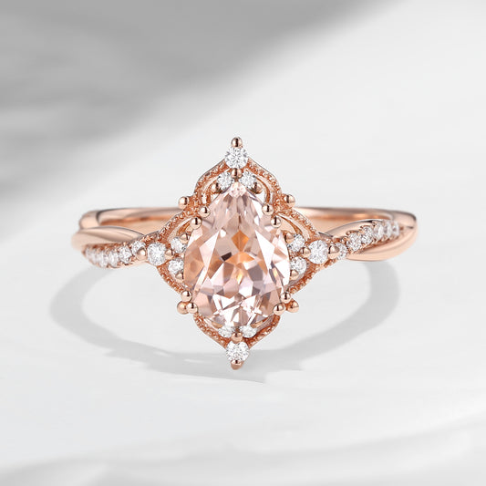 Vintage Style Morganite Infinity Engagement Ring