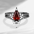 Unique Coffin Garnet Black Gold Engagement Star Ring Set 2pcs - Coffin Kite