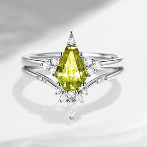 Coffin Yellow Sapphire Cluster Engagement Star Ring Set 2pcs - Coffin Kite