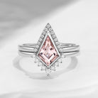 Classic Kite Cut Morganite Ring Set 2pcs - Statement