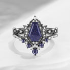 Crescent Moon | Coffin Cut Blue Sandstone 'Black Statement' Ring Set 2pcs