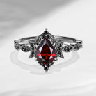 Crescent Moon | Unique Garnet Black Gold Engagement Ring In Pear Shape - Eclipse